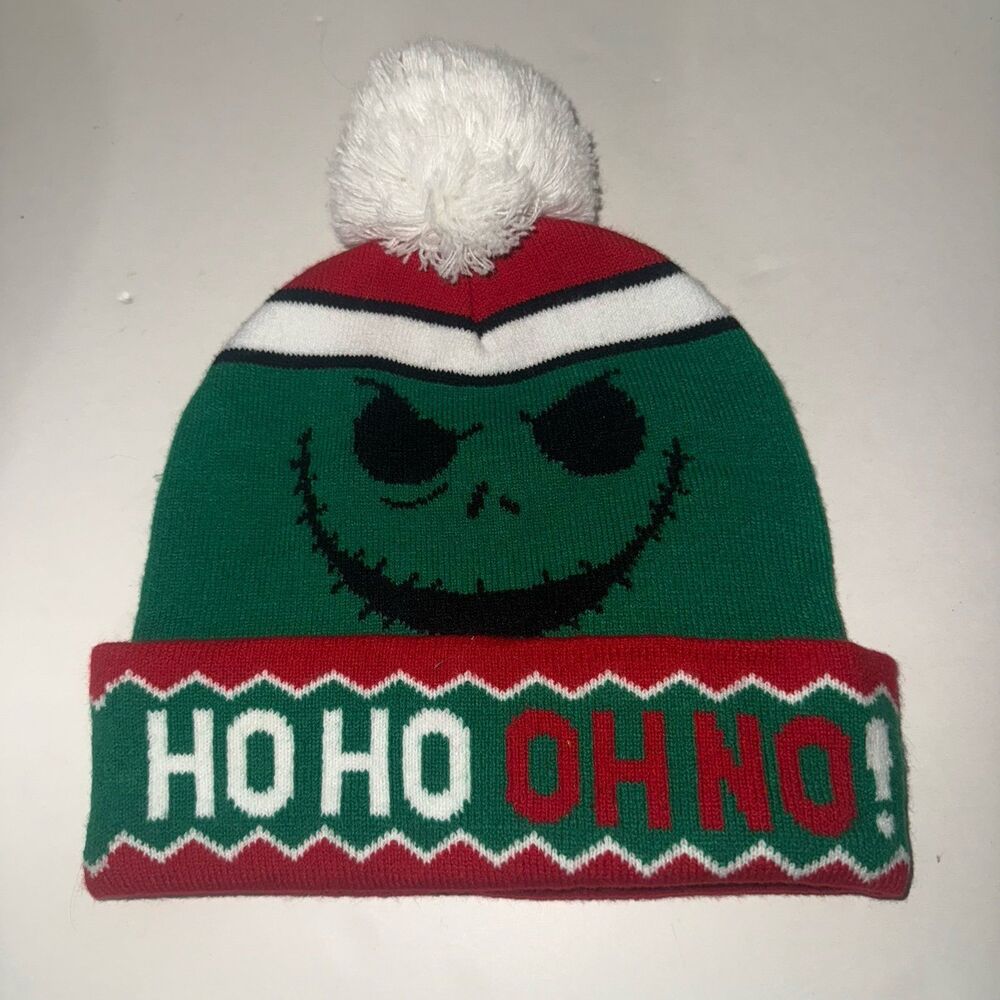 Disney Nightmare Before Christmas Knit Hat Jack Skellington Beanie Ho Ho Oh No